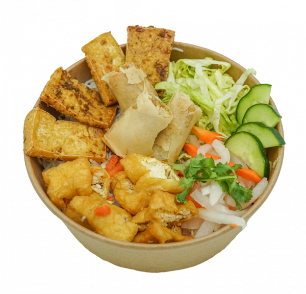 Vancouver Vermicelli Bowl with Tofu and Spring Rolls